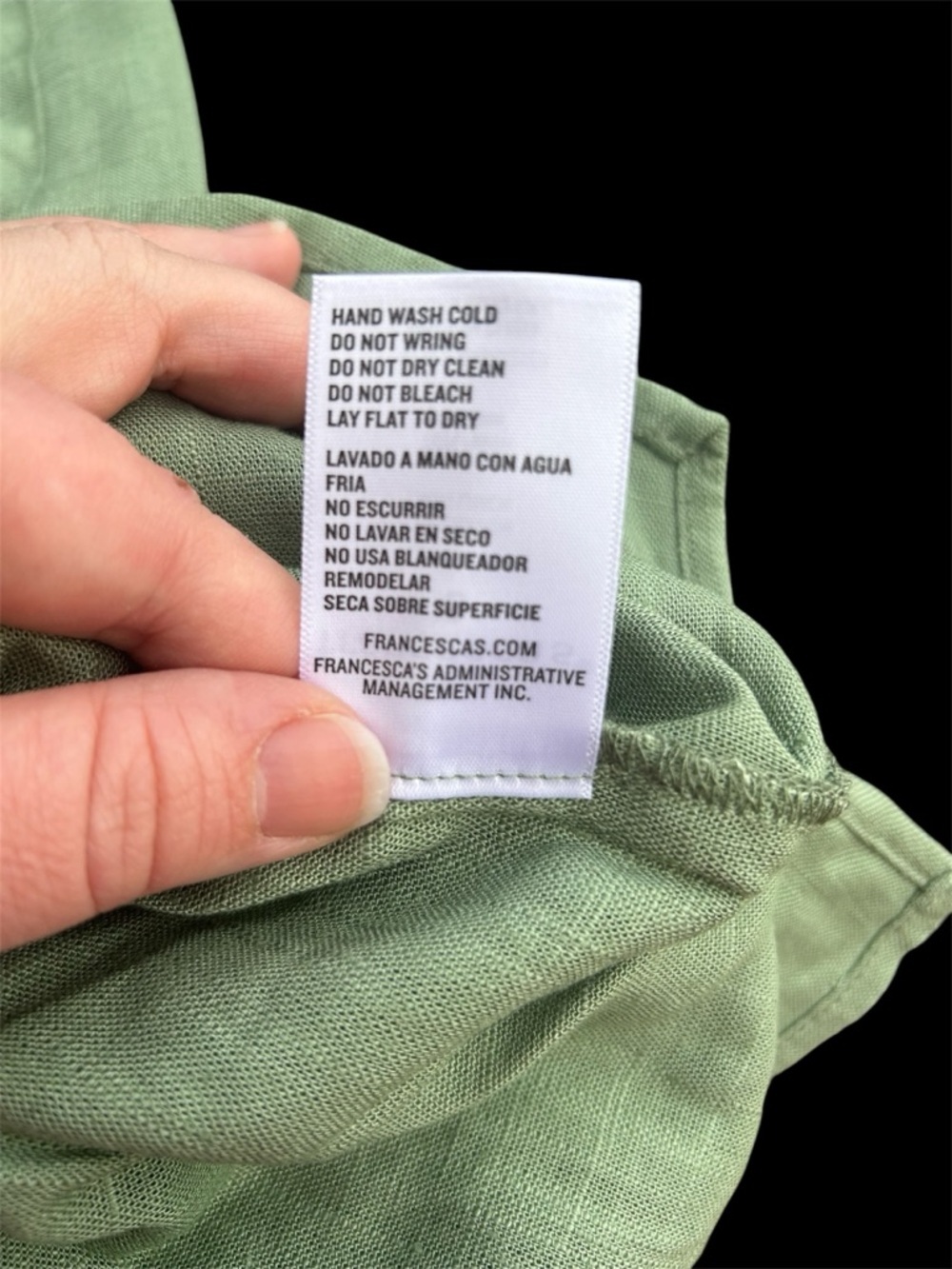 francesca’s Sage Green Button‑Up Top • Rayon Linen • Size Small - Picture 6 of 6